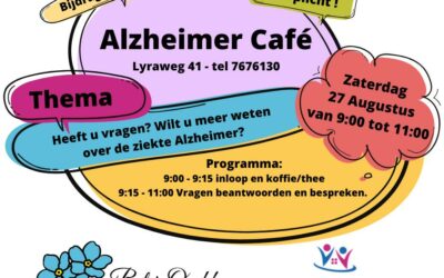 Alzheimer Cafe op 27 augustus bij Carin Cares